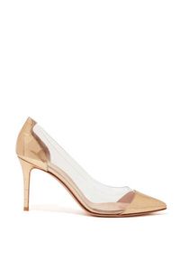 Metallic Croc Embossed Plexi Pumps