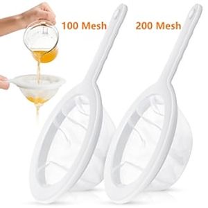2 Pieces (100 200 Mesh each 1) Ultra-fine Mesh Strainer kitchen Gadgets Nylon Mesh Filter Sieve Filter Spoon Separation Net for Soy Milk Coffee Milk Honey Yogurt Juice miniinthebox