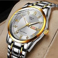 New Deblve Brand Diamond Men'S Watch Luminous Calendar Week Display Quartz Watch Waterproof Steel Belt Business Men'S Wristwatch Lightinthebox - thumbnail