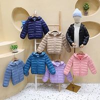 Kids Girls' Puffer Jacket Solid Color Active Zipper School Coat Outerwear 3-10 Years Winter Black Pink Navy Blue Lightinthebox - thumbnail