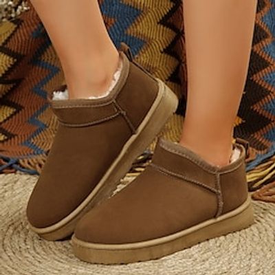 Women's Boots Snow Boots Chelsea Boots Booties Ankle Boots Outdoor Work Fleece Lined Booties Ankle Boots Platform Round Toe Plush Casual Comfort Suede Loafer Solid Color Black Dark Green Brown miniinthebox