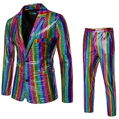 Male Suits Party Cocktail 2 Piece Musician All Seasons Polyester POLY Plaid Striped Chevron Round Bronzing Casual Single Breasted Two-button Blazer Silver Black Blue Purple Lightinthebox Male Suits Party Cocktail 2 Piece Musician All Seasons Polyester POLY Plaid Striped Chevron Round Bronzing Casual Single Breasted Two-button Blazer Silver Black Blue Purple Lightinthebox