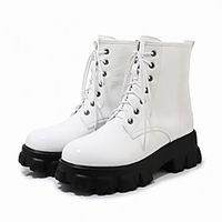 Women's Boots Platform Round Toe PU Synthetics White Black miniinthebox - thumbnail