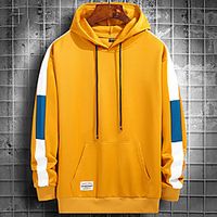 Men's Pullover Hoodie Sweatshirt Color Block Casual Daily Holiday Sportswear Casual Hoodies Sweatshirts  Blue Yellow White miniinthebox - thumbnail