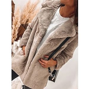 Women's Sherpa jacket Winter Fall Coat Stylish Contemporary Modern Street Style Pocket Street Vacation Casual Daily Weekend Fleece Short Khaki Open Front Turndown Regular Fit S M L XL XXL 3XL Lightinthebox