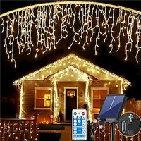 Solar Power Outdoor LED Christmas Icicle Lights 5M 216LED Fairy String Light  Curtain Lights for Window Christmas Party Garden Yard Holiday Decor Holiday Lighting with Remote Controller Lightinthebox - thumbnail