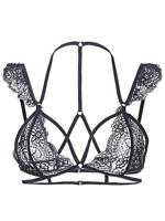 Women Sexy Lace Halter Cross Strap Bra Crop Top - thumbnail