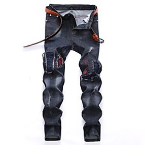 Men's Streetwear Ripped Casual Daily Jeans Chinos Pants Gradient Full Length Pocket Patchwork Dark Gray miniinthebox