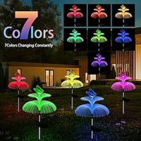 2pcs Solar Garden Lights, Waterproof Newest Solar Outdoor Lights Decorative, 7 Color Changing Double Jellyfish and Butterfly Solar Flower Lights for Christmas Pool Outdoor Yard Garden Decor Lightinthebox