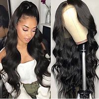 Synthetic Lace Front Wig Wavy Gaga Middle Part Lace Front Wig Long Natural Black #1B Synthetic Hair 22-26 inch Women's Heat Resistant Women Hot Sale Black / Glueless miniinthebox - thumbnail
