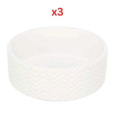 Trixie Wavy Pattern Ceramic Dog Bowl White - 13cm (Pack of 3)