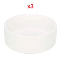Trixie Wavy Pattern Ceramic Dog Bowl White - 13cm (Pack of 3)