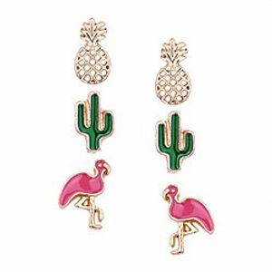 tidoo jewelry 3-6 pairs stud earrings mixed design modern style cute earrings for girls women men (pineapplecactusflamingo) Lightinthebox