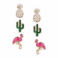 tidoo jewelry 3-6 pairs stud earrings mixed design modern style cute earrings for girls women men (pineapplecactusflamingo) Lightinthebox - thumbnail