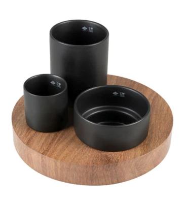 D&D Home I Love Happy Cats Iggy Enriched Food Tray with 3 Levels for Cats - Black 27X27X19CM