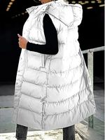 Women's Classic Casual Zipper Mid-length Warm Hooded Vest