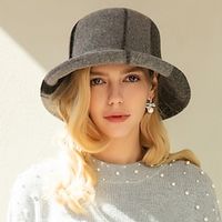 Hats 100% Wool Bowler  Cloche Hat Fedora Hat Sinamay Hat Casual Melbourne Cup Wedding British With Smooth Headpiece Headwear Lightinthebox - thumbnail