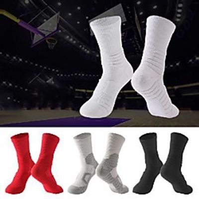 Men's Hiking Socks 1 Pair Winter Outdoor Breathable Warm Soft Stretchy Socks Patchwork Chinlon Cotton White Black Red for Fishing Climbing Camping  Hiking  Caving Lightinthebox