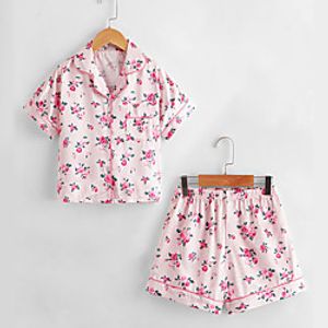 Kids Girls' Sleepwear 2 Piece Rainbow Daisy Rose Floral Graphic Floral Floral Style Printing Home 5-13 Years Lightinthebox