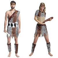 Indians Couples' Costumes Men's Women's Movie Cosplay Cosplay Halloween Brown Dress Headband Waist Belt Halloween Carnival Masquerade Polyester  Wrist Brace Lightinthebox - thumbnail