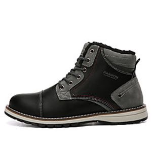 Men's Trainers Athletic Shoes Sporty Outdoor Hiking Shoes PU Elastic Fabric Warm Non-slipping Wear Proof Black Brown Dark Blue Fall Winter miniinthebox