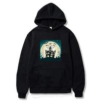Inspired by Halloween Bat castle Hoodie Anime 100% Polyester Anime Front Pocket Graphic Hoodie For Men's / Women's / Couple's miniinthebox - thumbnail