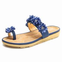 SOCOFY Floral Bohemia Clip Toe Flat Slippers For Women