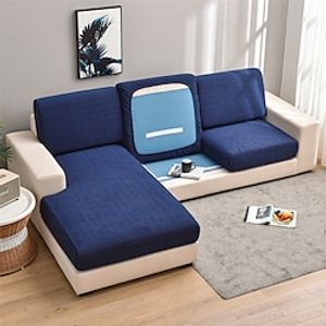 Sofa Seat Cushion Cover Jacquard Slipcover Elastic Couch Armchair Loveseat 4 or 3 Seater Plain Solid Soft Durable Washable Lightinthebox