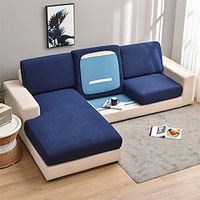 Sofa Seat Cushion Cover Jacquard Slipcover Elastic Couch Armchair Loveseat 4 or 3 Seater Plain Solid Soft Durable Washable Lightinthebox - thumbnail