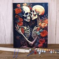 1pc DIY Oil Painting Paint By Numbers Kit For Adults Beginners 16 20 Inch Cartoon Skull Lover Canvas Painting Wall Art Set With Acrylic Pigment And Brushes Lightinthebox