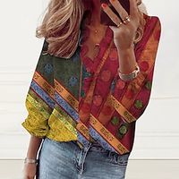 Women's Shirt Blouse White Yellow Light Green Floral Ruffle Print Long Sleeve Casual Holiday Basic V Neck Regular Floral Lantern Sleeve S Lightinthebox - thumbnail