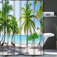 Beach Bathroom Deco Shower Curtain with Hooks Bathroom Decor Waterproof Fabric Shower Curtain Set with12 Pack Plastic Hooks Lightinthebox