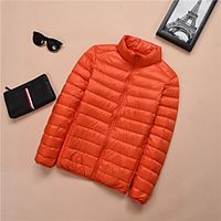 Women's Down Causal Spring   Fall Regular Coat Standard Fit Casual Jacket Solid Color Modern Style Navy Blue Lightinthebox - thumbnail