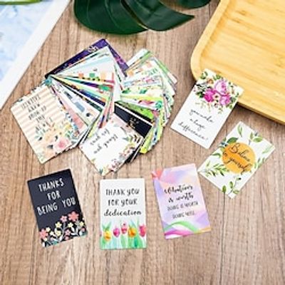 50pcs/set Greeting Cards Flower Thank You For Supporting My Small Business Card ,2x3.5 inch Thank You Cards For Bakeries, Handmade Goods. miniinthebox