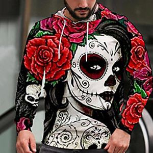 Men's Pullover Hoodie Sweatshirt Graphic Skull Casual Daily Weekend 3D Print Casual Hoodies Sweatshirts  Purple Wine White Lightinthebox