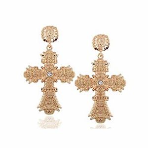 big cross earrings for women baroque crystal cross drop earrings for girls bar party gifts (a:gold stud earrings) Lightinthebox