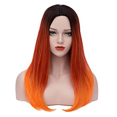 Ladies Orange Wig Long Straight Hair Crazy Hat Wig Natural Fashion Cute Synthetic Wig Suitable for Cosplay Halloween Costume Lightinthebox