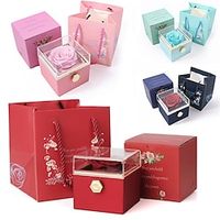 Real Eternal Rose Rotating Gift Box Set With Heart-Shaped Necklace Included, Romantic Eternal Flower | Birthday, Mothers Day, Gifts for Women,  Valentine's Day Gift miniinthebox - thumbnail