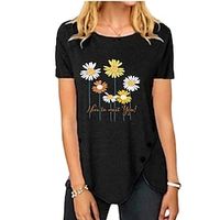 2021 european and american foreign trade cross-border new amazon women's irregular button short-sleeved round neck printed women's t-shirt Lightinthebox - thumbnail