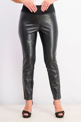 Womens Faux Leather Mid-Rise Skinny Pants Black Womens Faux Leather Mid-Rise Skinny Pants Black