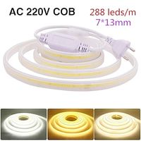 220V COB Led Strip Light With Power Plug 288LED/M Super Bright Waterproof CRI 90 Linear Lighting Flexible LED Ribbon miniinthebox - thumbnail