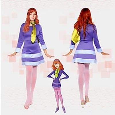 Scoob! Cosplay Cosplay Costume Outfits Women's Movie Cosplay Anime Purple Hair Jewelry Dress Socks Halloween Masquerade Lightinthebox