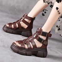 Women's Sandals Gladiator Sandals Roman Sandals Fisherman Sandals Party Outdoor Wedge Open Toe Casual Comfort Faux Leather Ankle Strap Black Brown Lightinthebox