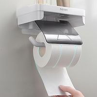 Toilet No Punching Wall Mounted Paper Holder Waterproof Wall Mount RollDraw Paper Dispenser Tissue Box Shelf Bathroom Storage Rack Lightinthebox - thumbnail