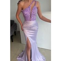 Mermaid / Trumpet Prom Dresses Elegant Dress Formal Prom Floor Length Sleeveless One Shoulder Sequined with Glitter Sequin 2024 Lightinthebox