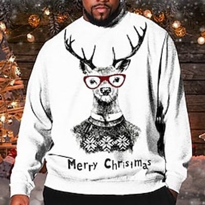 Men's Plus Size T shirt Tee Big and Tall Graphic Crew Neck Long Sleeve Spring   Fall Basic Fashion Streetwear Comfortable Christmas Casual Tops Lightinthebox