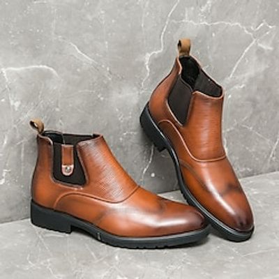 Men's Boots Chelsea Boots Formal Shoes Dress Shoes Casual British Daily PU Comfortable Slip Resistant Booties / Ankle Boots Loafer Black Brown Fall Winter miniinthebox