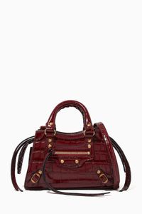 Neo Classic Mini Top Handle Bag in Shiny Crocodile Embossed Calfskin