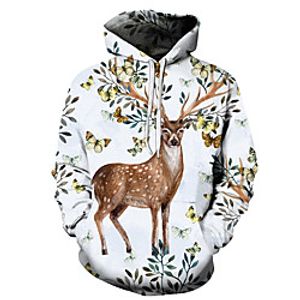 Men's Unisex Pullover Hoodie Sweatshirt Graphic Prints Elk Print Casual Daily Holiday 3D Print Basic Designer Hoodies Sweatshirts  White Red Yellow Lightinthebox