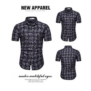 Men's Shirt Other Prints Graphic Short Sleeve Casual Tops Casual Black miniinthebox